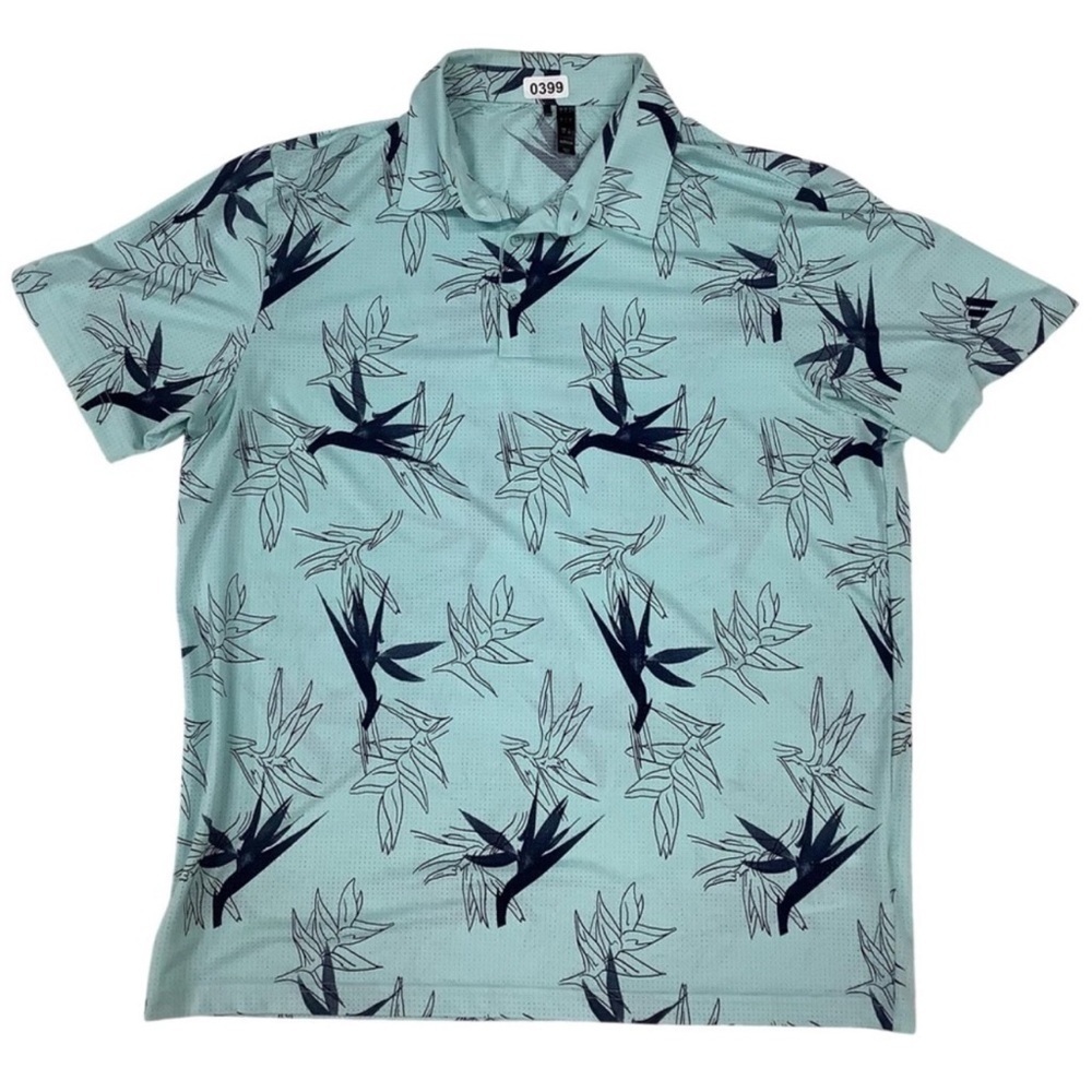 Men’s adidas Golf Polo Leaf Print Short Sleeve Shirt Size L